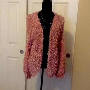 Just Added!  Semi Sparkly Pink Fuzzy      Cardigan